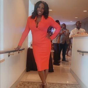 House of CB Red Drapes Bandage Dress